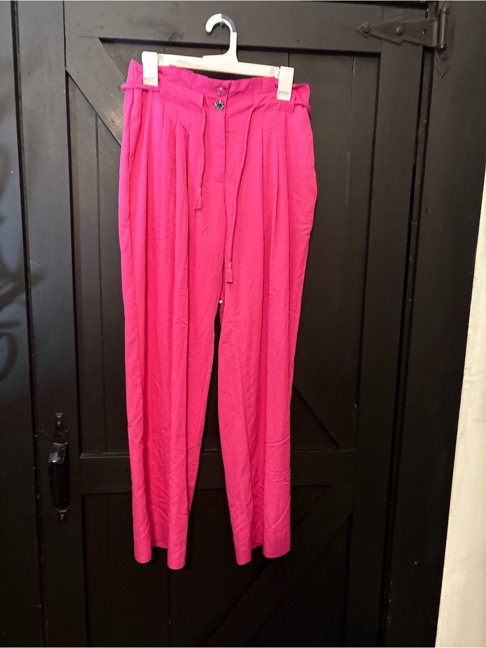 DKNY Vibrant Pink Wide-Leg Paperbag Pants
